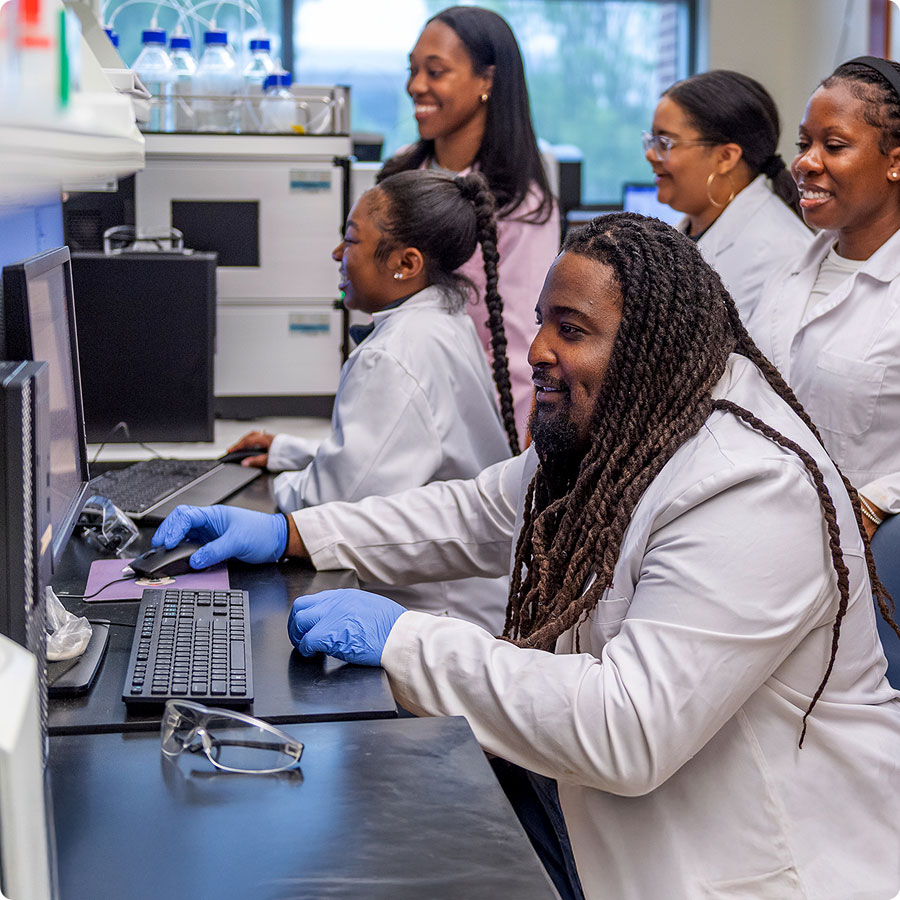 Students working in a lab