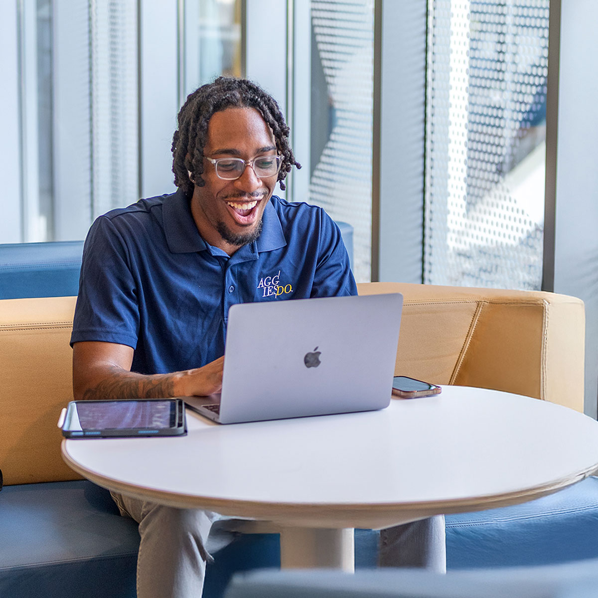 Student working on laptop